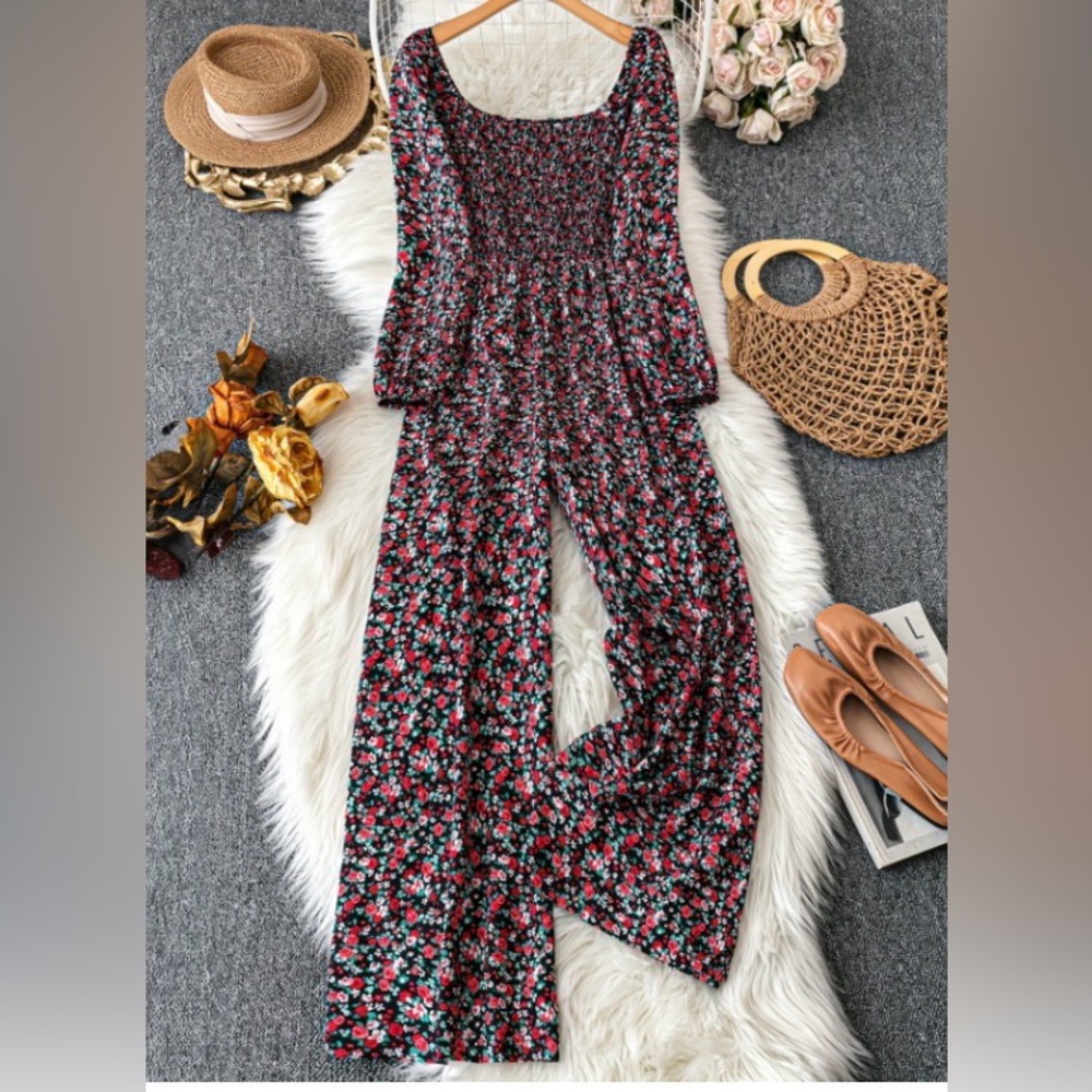 Velvet Torch,floral, wide leg, juniors, Jumpsuit, size medium